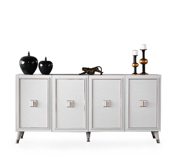 Anrichte Sideboard Schrank Holzschrank Weiß Holz Kommode Luxus