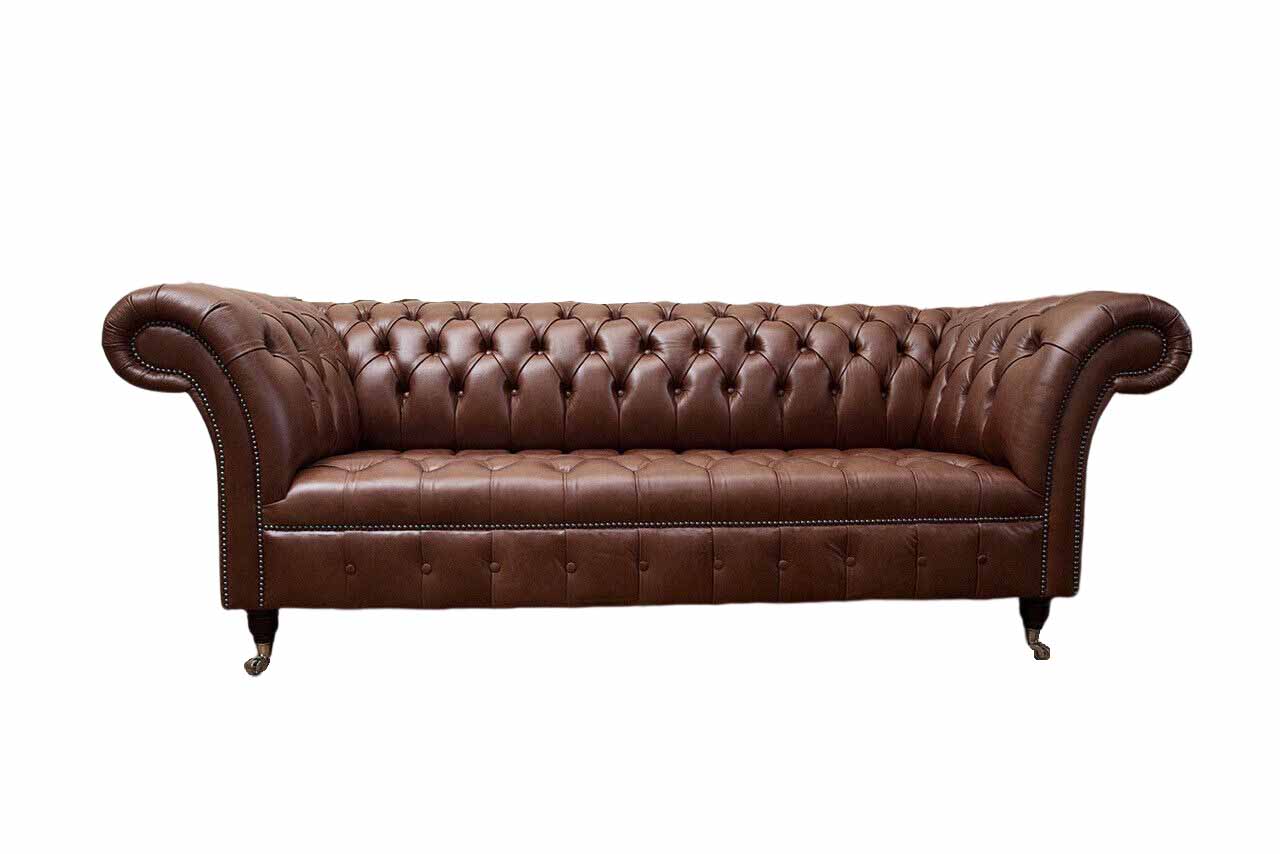 Chesterfield Sofa Dreisitzer Vintage Couches big xxl Braun Leder
