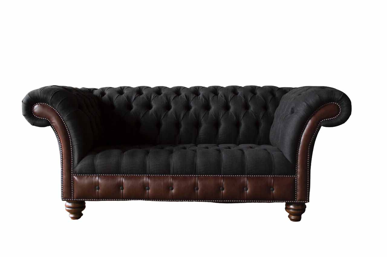 Sofa 2 Sitzer Couch Polster Sofa Stoff Chesterfield Couchen Grau