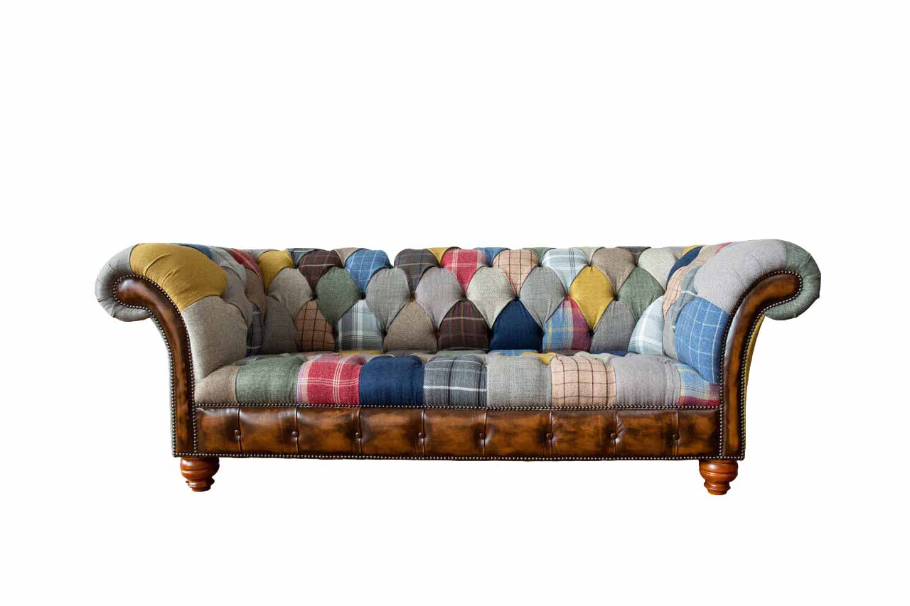 Bunte Luxus Chesterfield Sofa Couch Polster Couchen Sofas 3 Sitzer Textil
