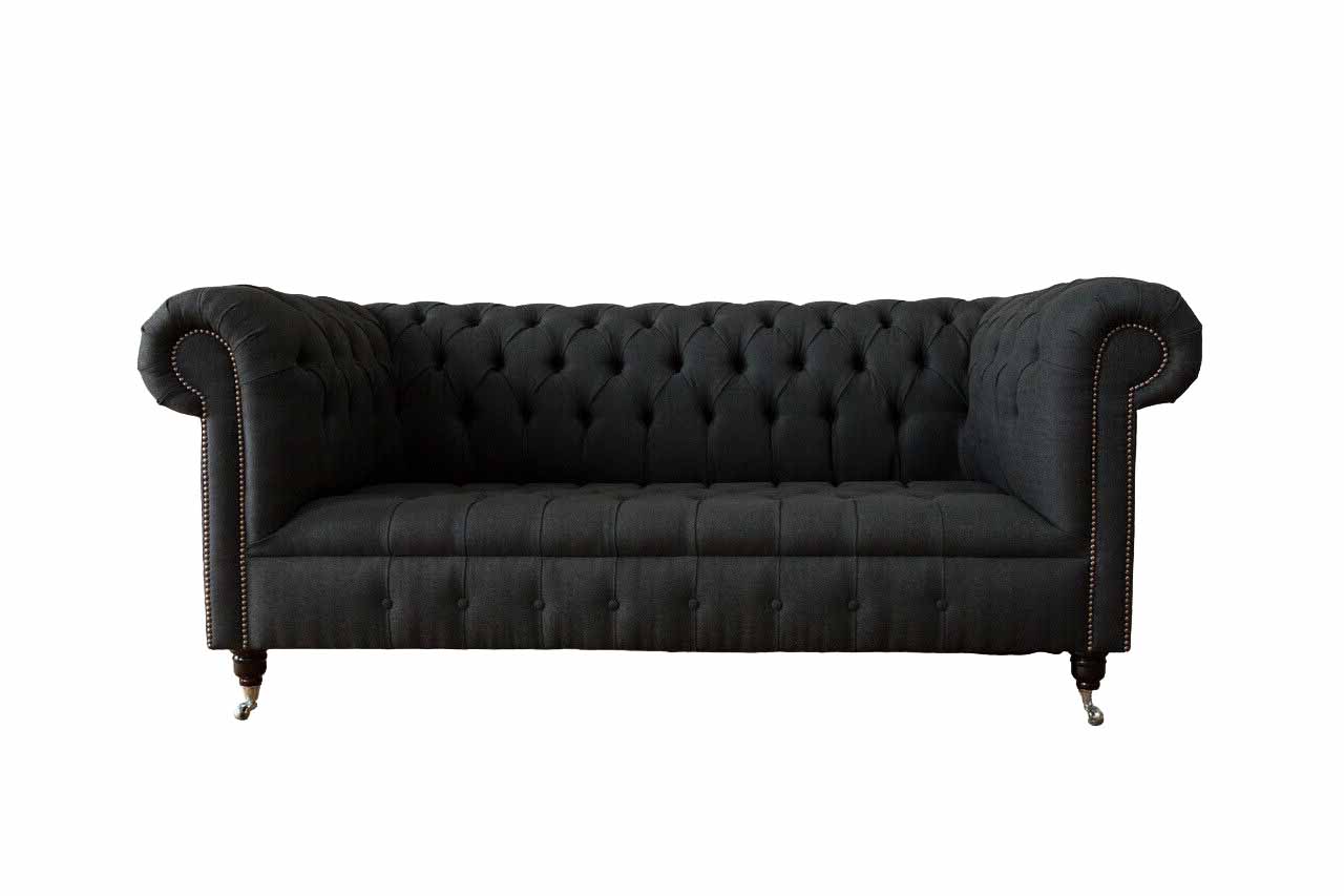 Chesterfield 3 Sitzer Couch Polster Sitz Textil Stoff Couchen Sofa