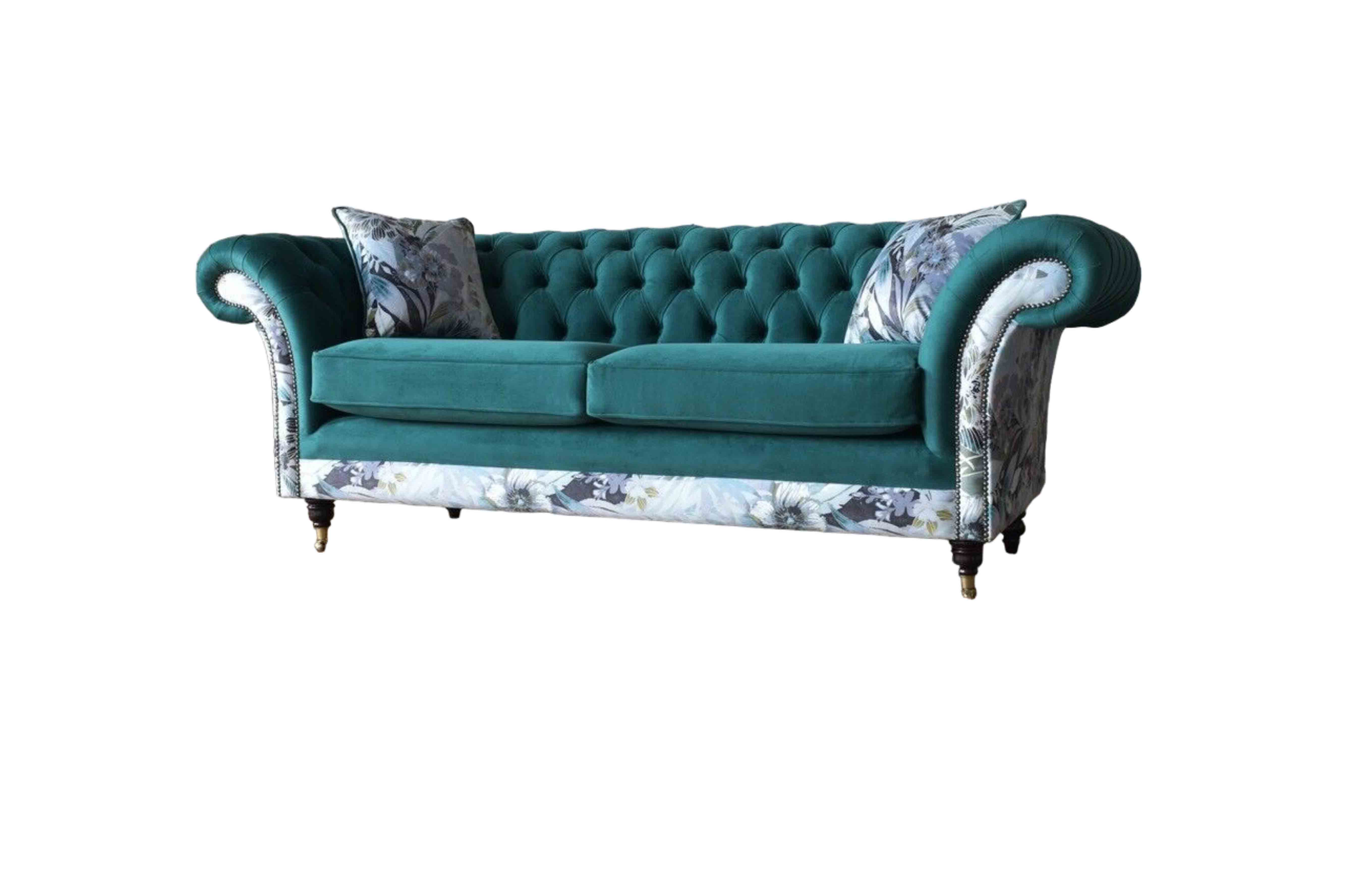 Turkis Design Sofa 3 Sessel Chesterfield Couch Polster Luxus Klassische Textil