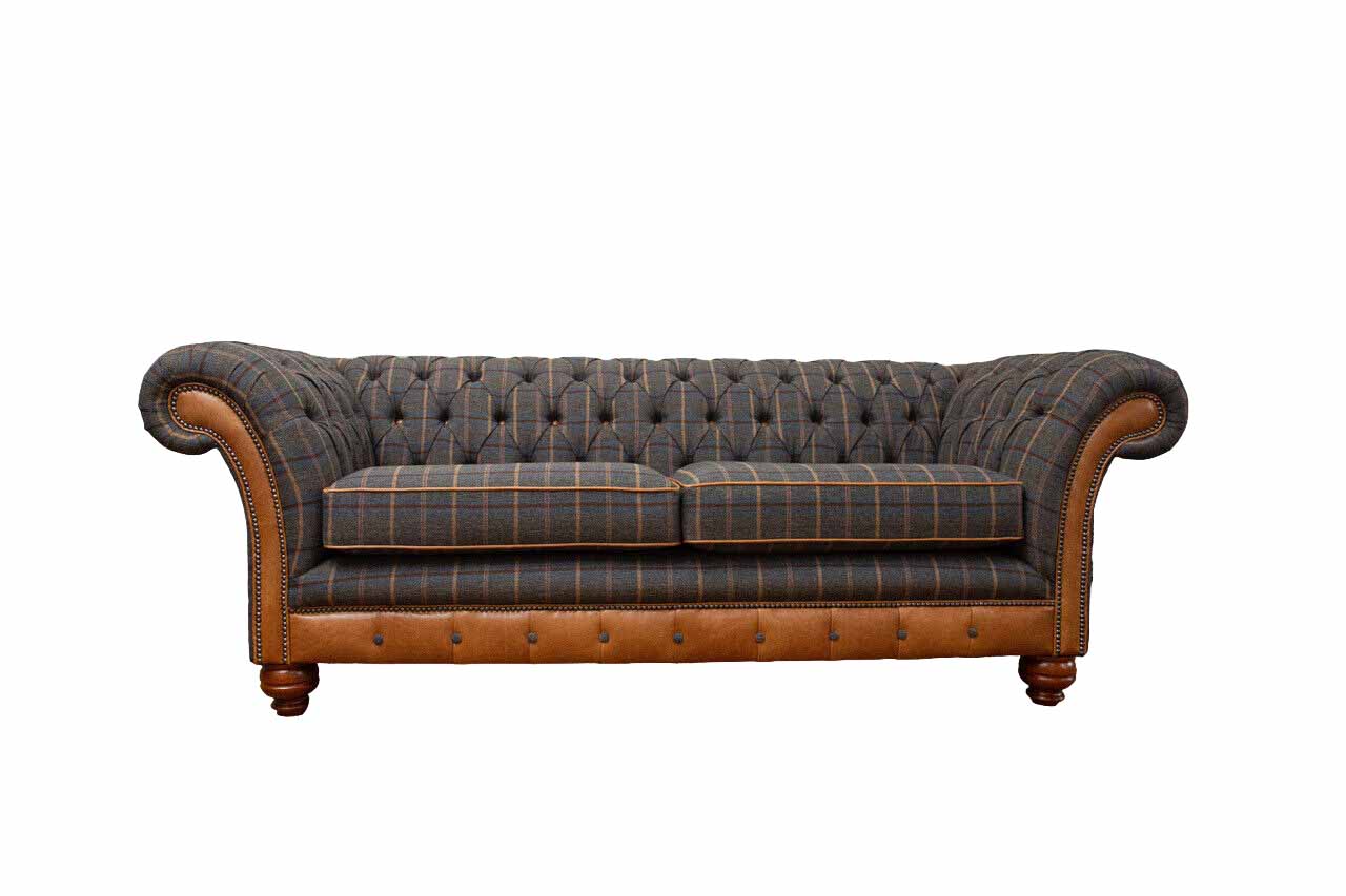 Sofa 3 Sitzer Designer Sofa Couch Polster Braun Couchen Stoff Textil