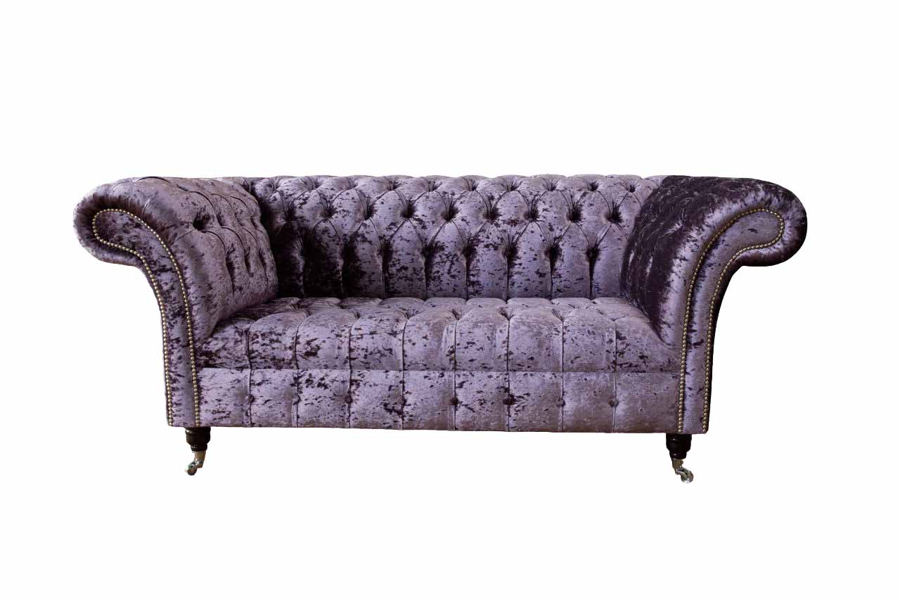 Sofa 2 Sitzer Sofas Stoff Dreisitzer Polster Luxus Chesterfield Lila