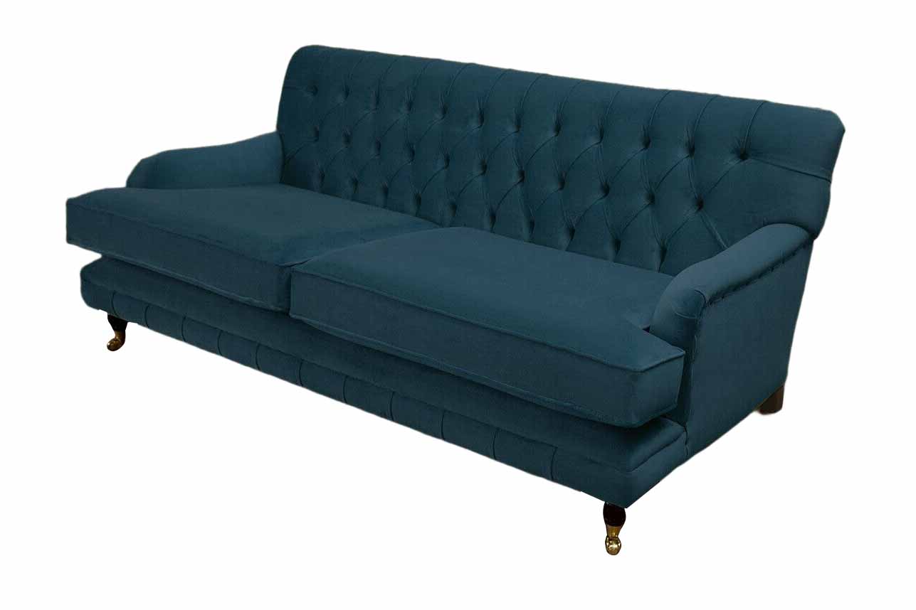 Chesterfield Design Luxus Polster Sofa 3 Sitzer Blau Couch Textil