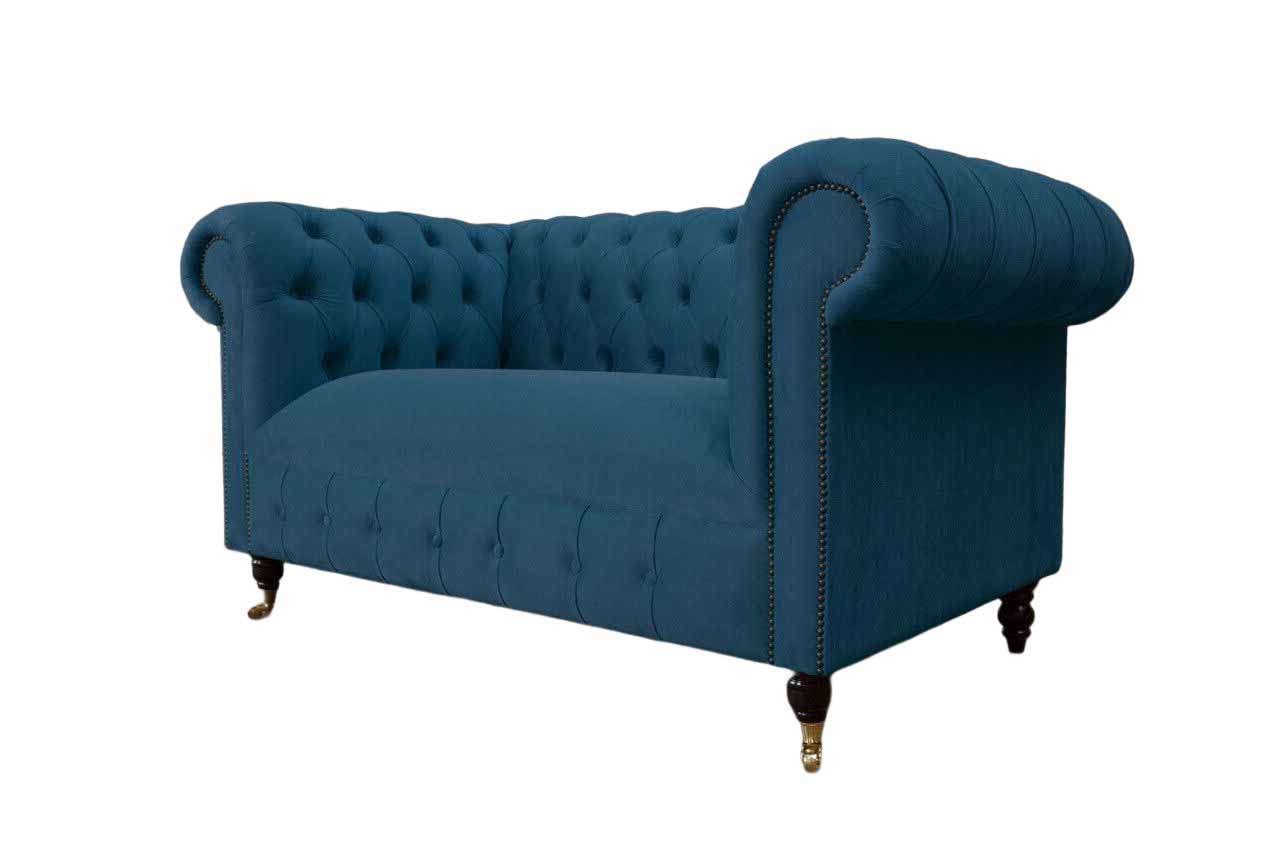 Chesterfield Design Luxus Polster Sofa 2 Sitzer Couch Sitz Textil
