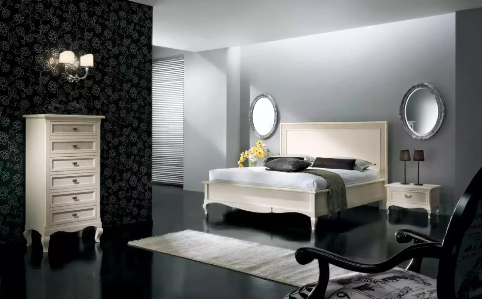 Bett 2x Nachttische 4 tlg. Schlafzimmer Set Möbel Kommode Luxury Neu