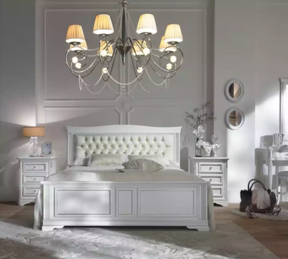 Komplettes Schlafzimmer Set Bett 2x Nachttische 3 tlg. Designer Luxus