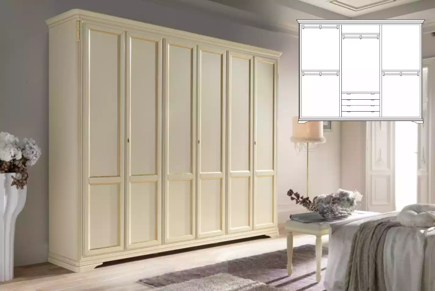 Kleiderschrank Beige Luxus Möbel Italienische Einrichtung Schlafzimmer