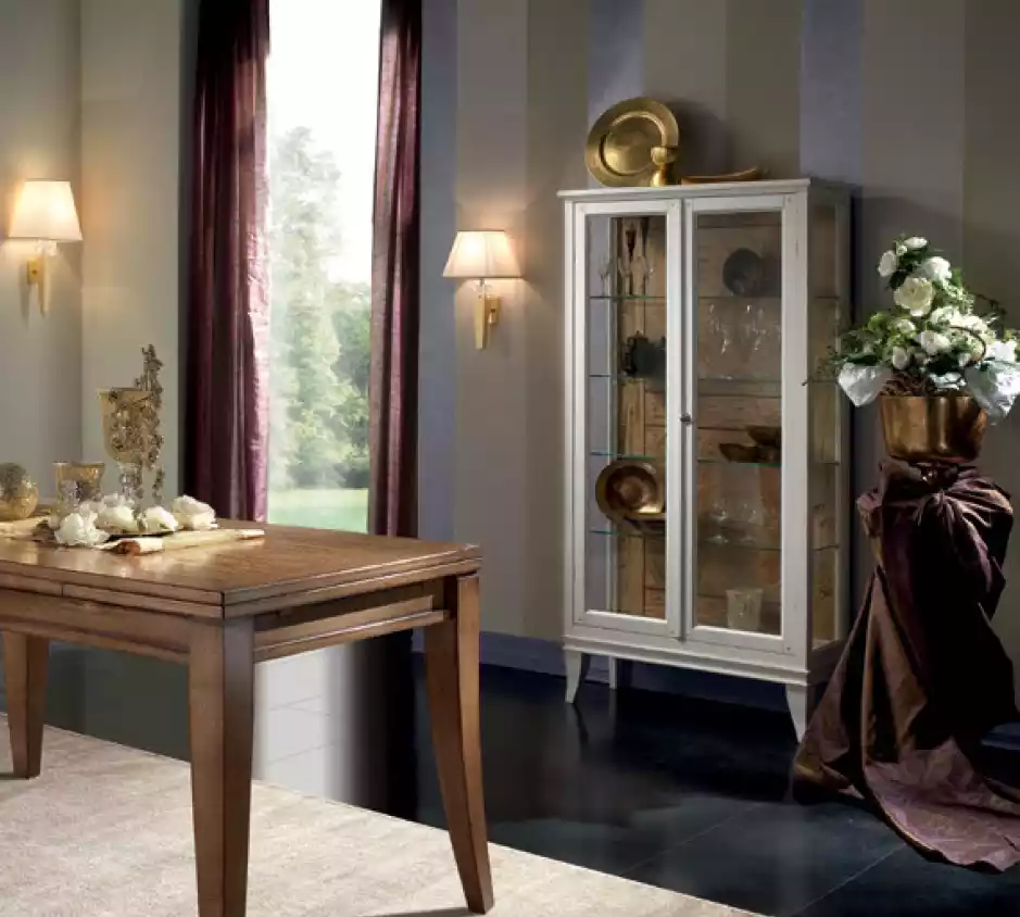 Vitrine Italienische Luxus Möbel Vitrinen Glas Design Schrank Weiß Neu