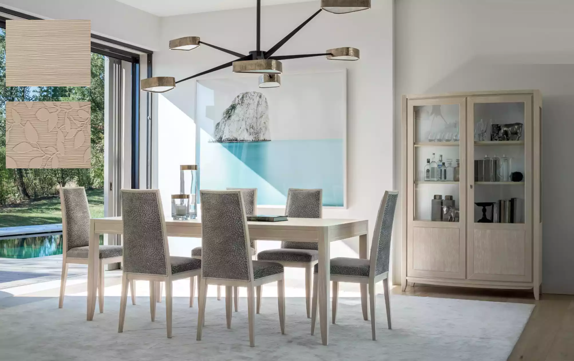 Esstisch 6x Stuhl Vitrine Esszimmer Set Gruppe 8tlg Design Möbel Tisch
