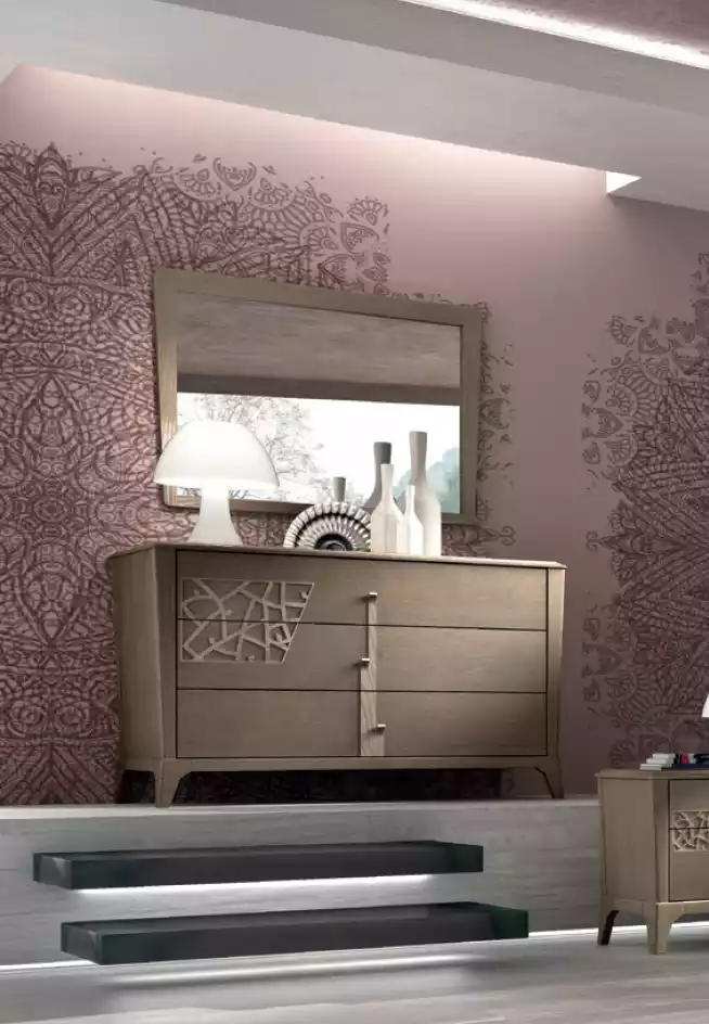 Kommode Spiegel Neu Luxus Komplettes Schlafzimmer Set Sideboard beige 2tlg