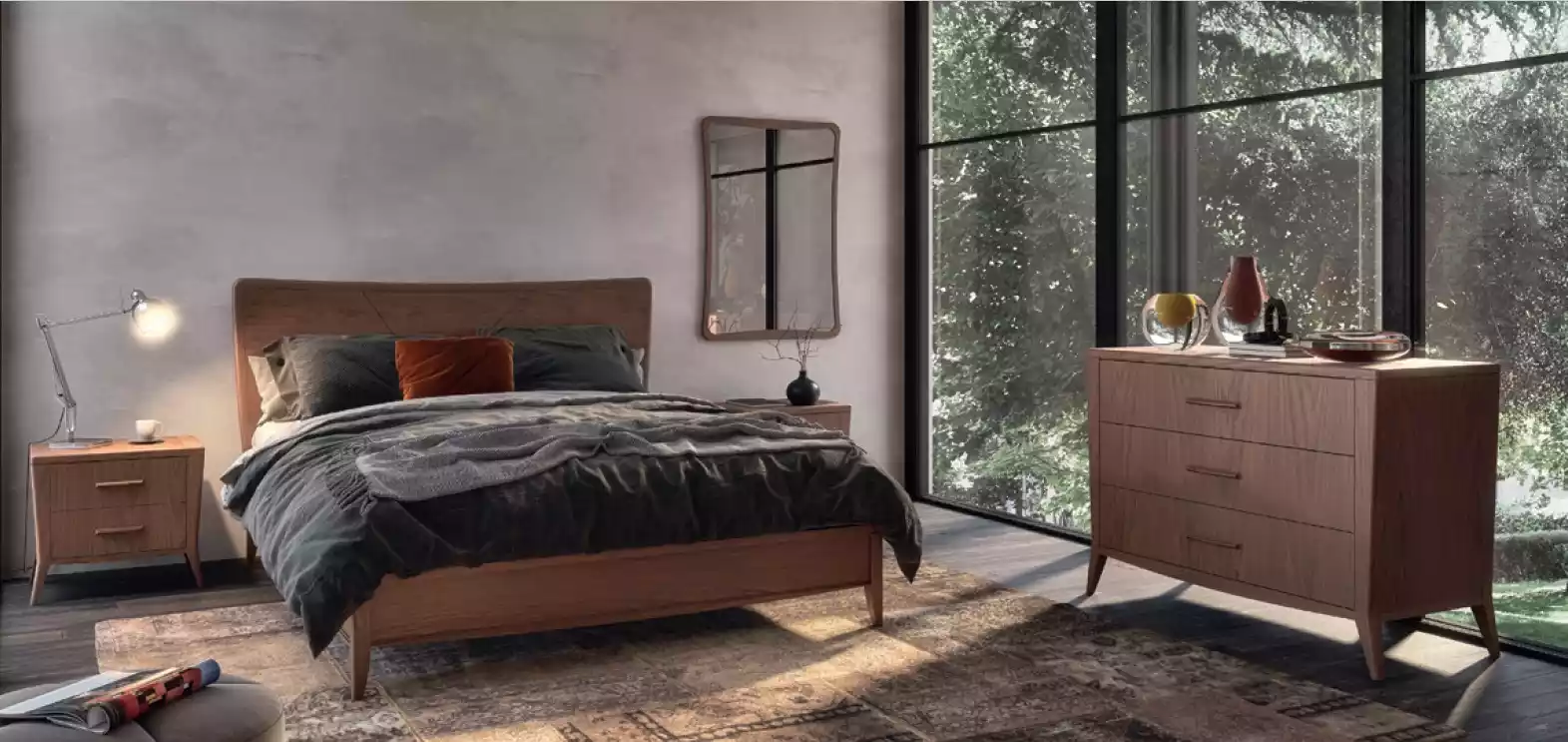 Schlafzimmer Set Bett 2x Nachttische Kommode Design Luxus Möbel 4tlg