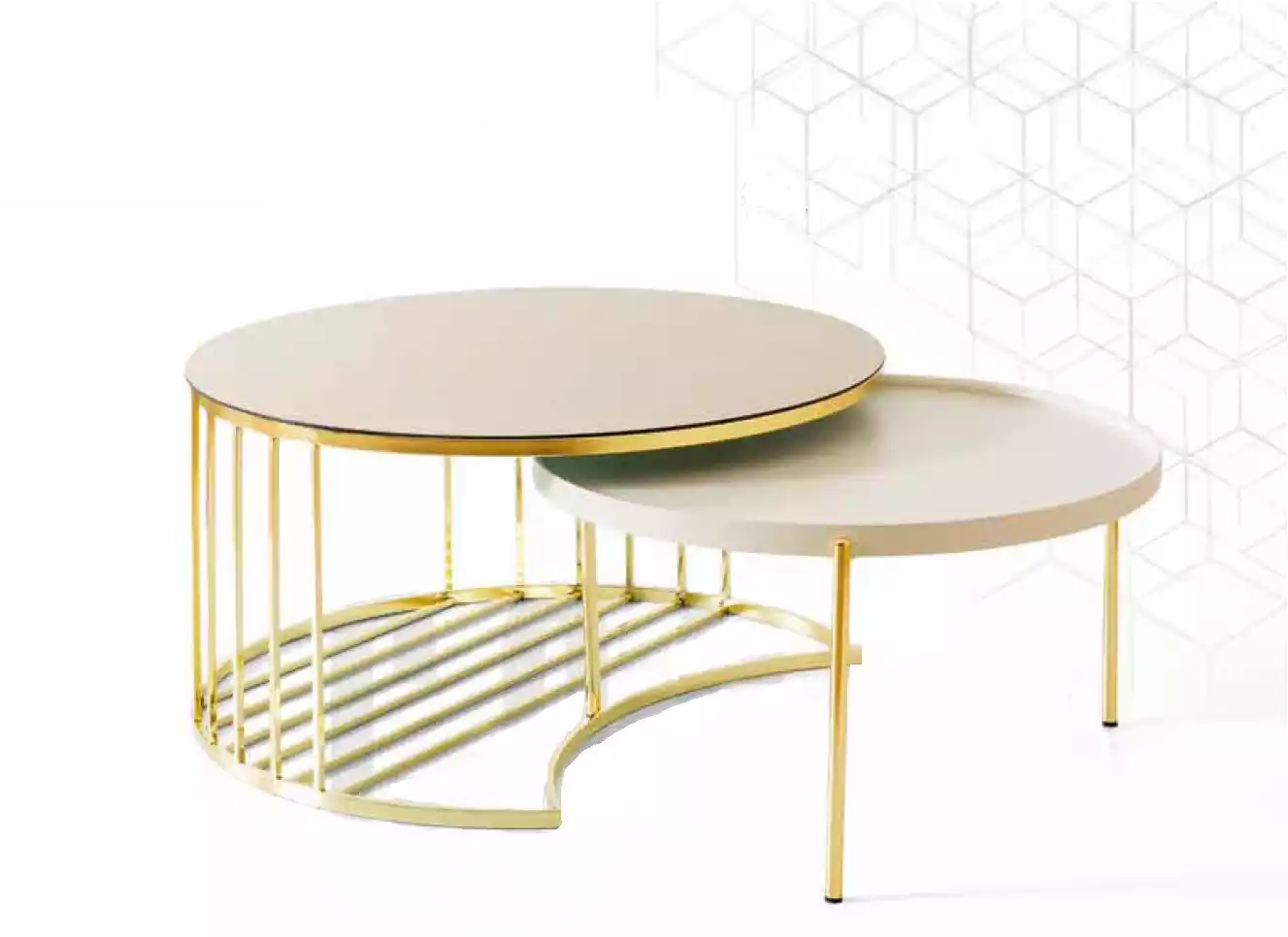 Modern 2х Couchtische Edelstahl Kaffeetisch Wohnzimmertisch gold