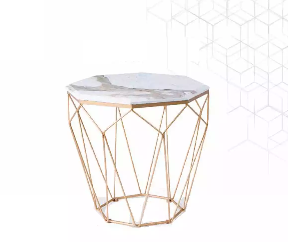 Beistelltisch Wohnzimmer Möbel Material Metall weiß Design Modern Tisch