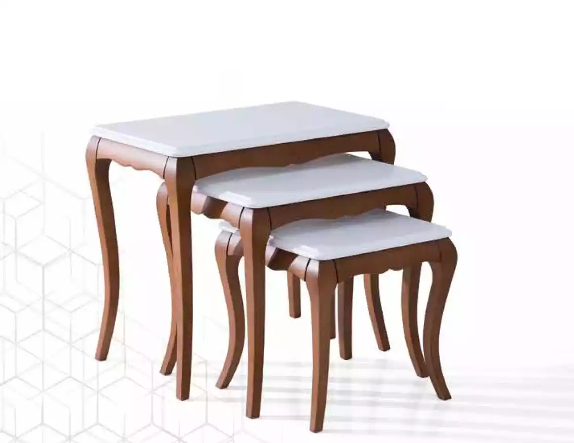 Beistelltisch 3х Wohnzimmer Möbel Material Holz weiß Design Modern