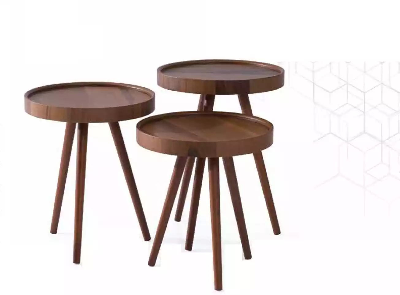 Beistelltisch 3х rund Dekotisch Lampentisch Sofatisch Tisch Holz braun