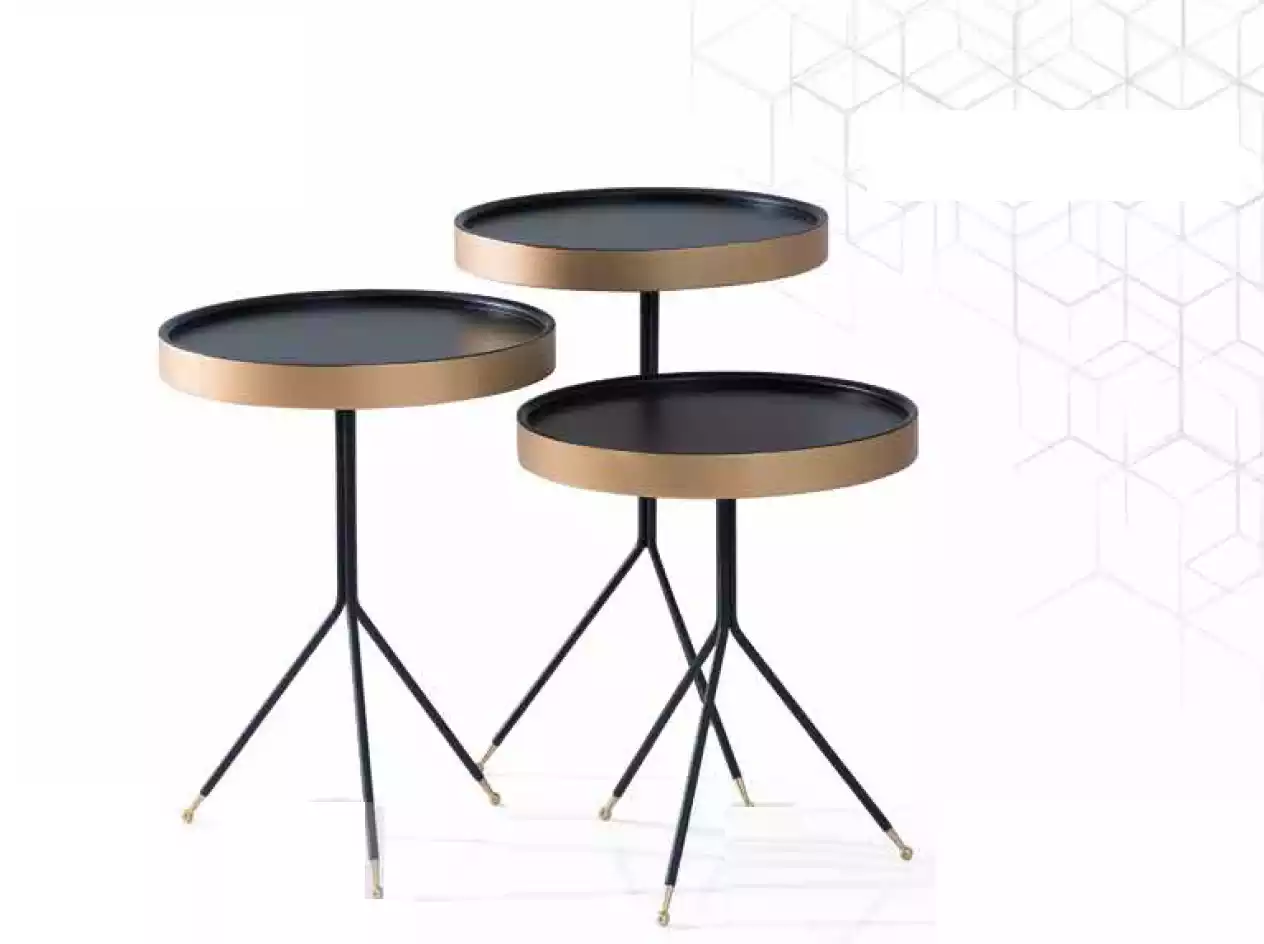 Beistelltisch 3х rund Dekotisch Lampentisch Sofatisch Tisch schwarz