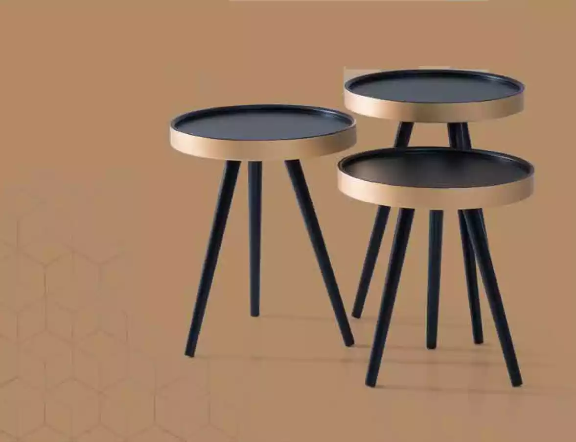 Beistelltisch stilvoll Sofatisch Couchtisch Rund Holz neu schwarz