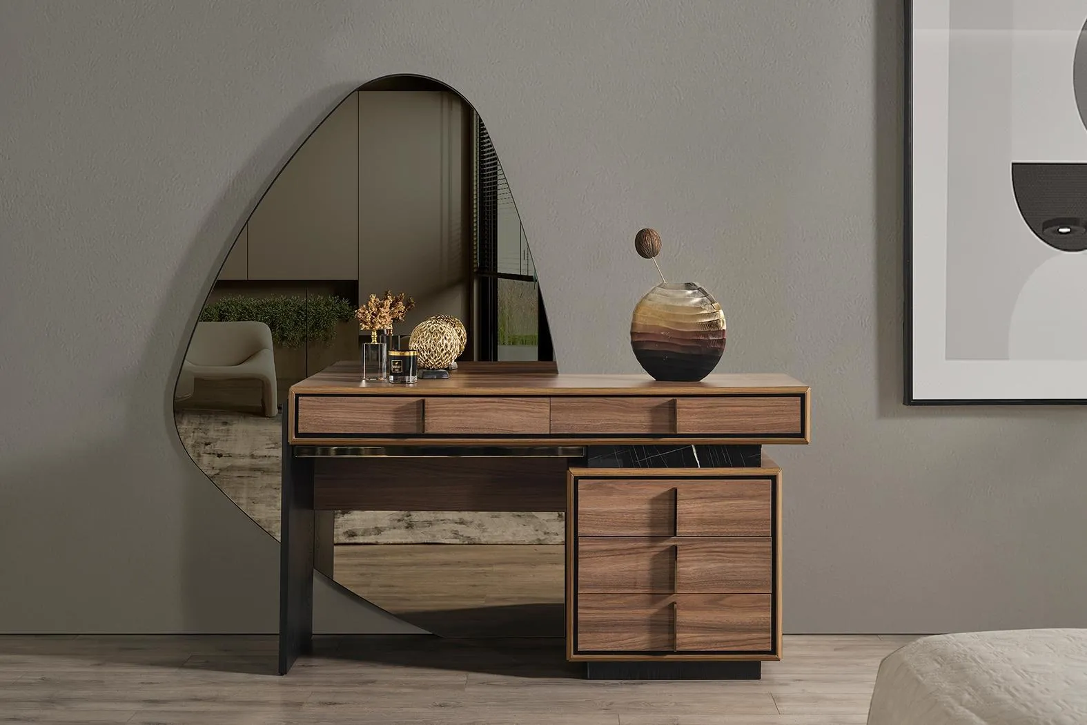 Schlafzimmer Schminktisch Konsolen Sideboard braun Design Komplett