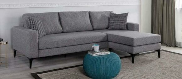 Wohnzimmer L-Form Grauer Sofa Polstermöbel Designe Couch Ecksofa