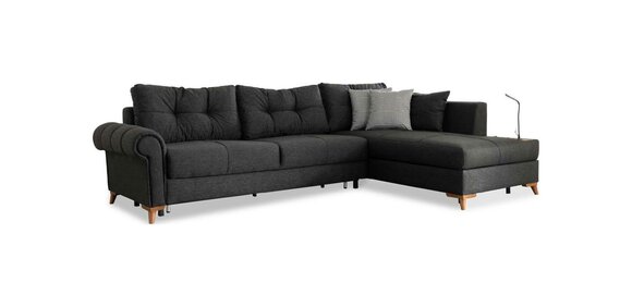 Schwarzes Ecksofa Moderne L-Form Couch Wohnzimmer Polster Eckcouch Neu