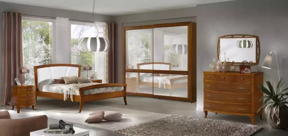 Komplett Schlafzimmer Braun Luxus Bett Holz 2x Nachttische Set 6tlg