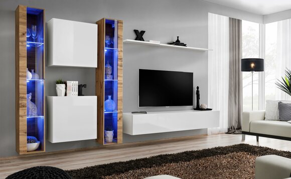 Weiß TV-Ständer Wohnwand Wandschrank Design Wohnzimmermöbel Luxus Sideboard