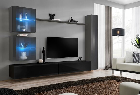 Wohnzimmer Set 6tlg Luxus Wohnwand Möbel Designer 3x Wandschrank TV Ständer