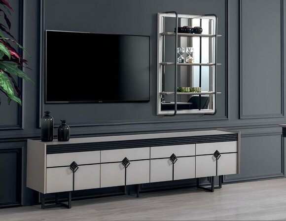 Wohnwand Wand Regale Komplett TV-Ständer Wohnzimmer Set Neu Einrichtung