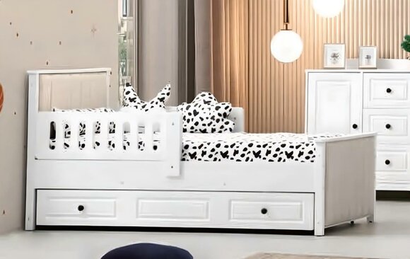 Kinderbett Holzbett Funktionsbett Ausziehbares Bett 200 Holz Weiß