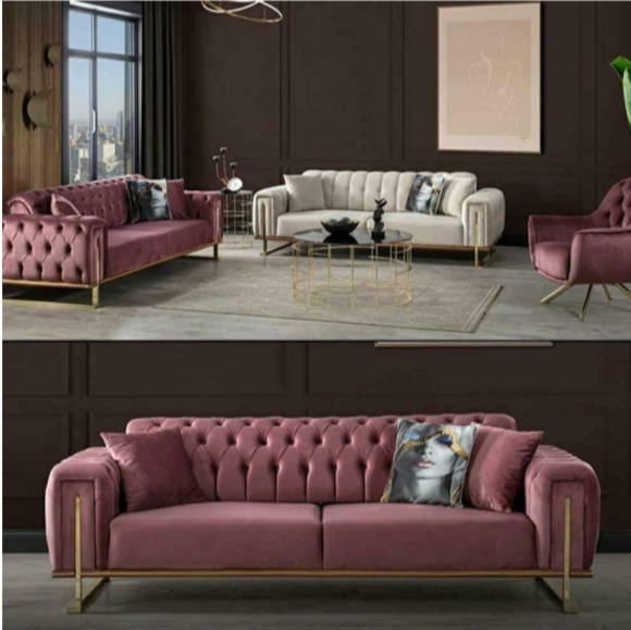 Designer Chesterfield Sofa Luxuriöse 2x Polster Couchen Wohnzimmer Möbel