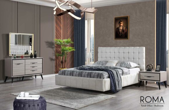 Weißes Exklusives Schlafzimmer Doppelbett Designer Nachttische Kommode