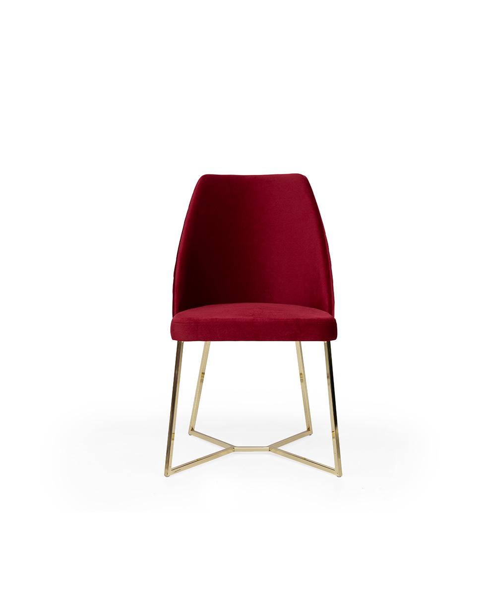 Roter Designer Stuhl Metallrahmen Esszimmer Edelstahlstuhl Stühle Neu