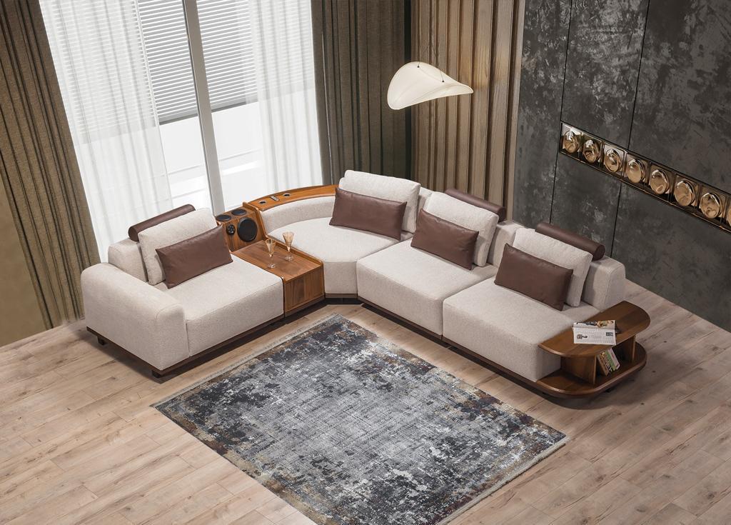 Beiges Modulsofa Designer Ecksofas Wohnzimmer Luxuriöse Polster Couchen