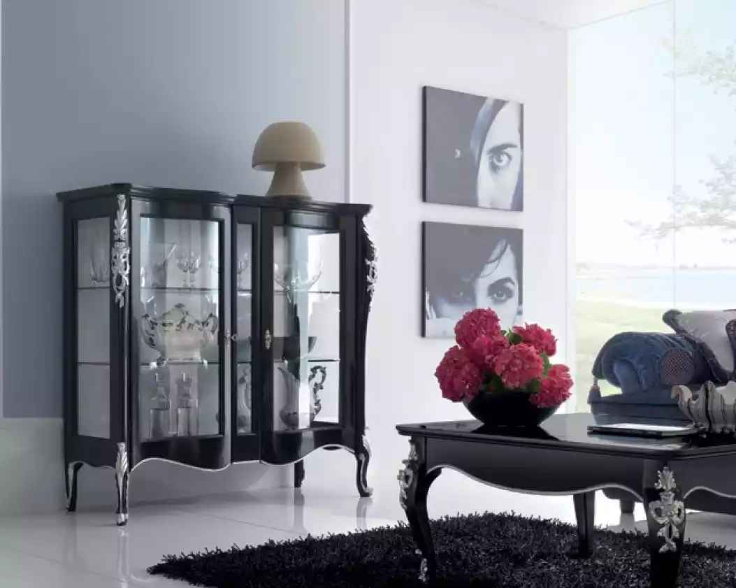 Schränke Holz Vitrinen Glas Schrank Vitrine Wohnzimmer Möbel Anrichte