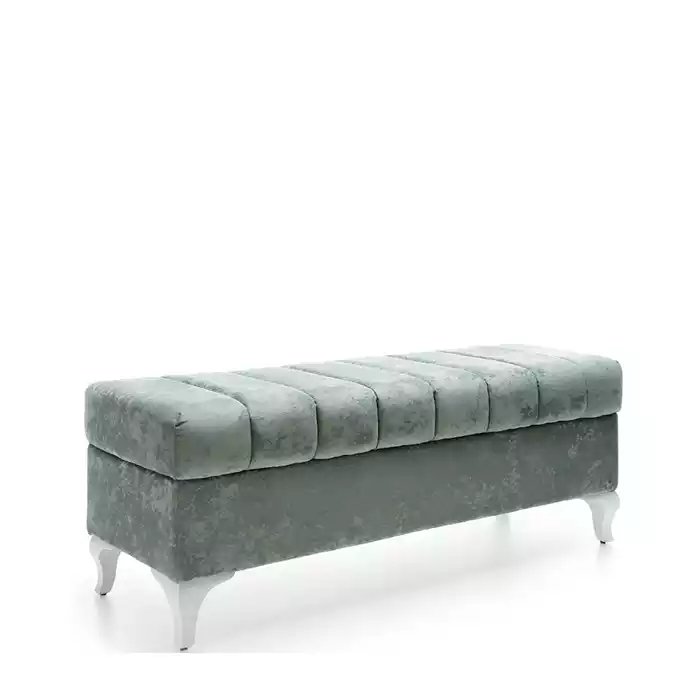 Klassische Sitzbank Design Ottomane Sitzhocker Zweisitzer Textil Fußhocker Neu
