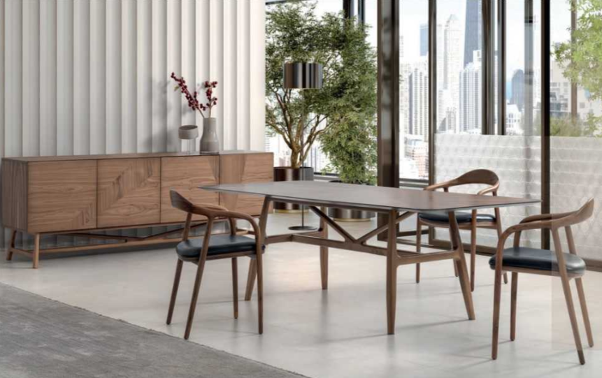 Modernen 6tlg Esszimmer Set Tisch 4x Stühle mit Anrichte Essgarnitur Gruppe