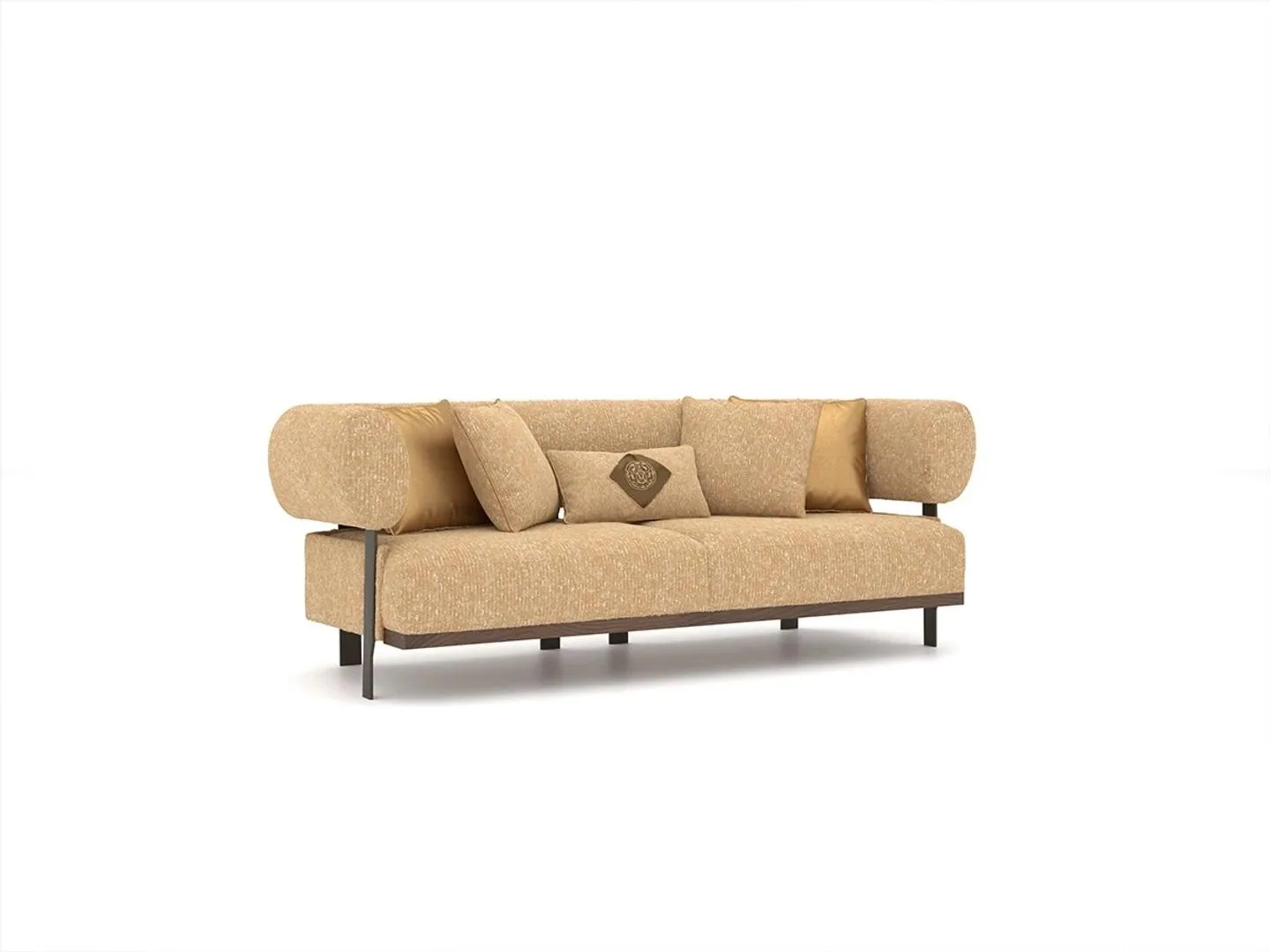 Design Beige Sofa Zweisitzer Couch Luxus Möbel Textil Polstermöbel