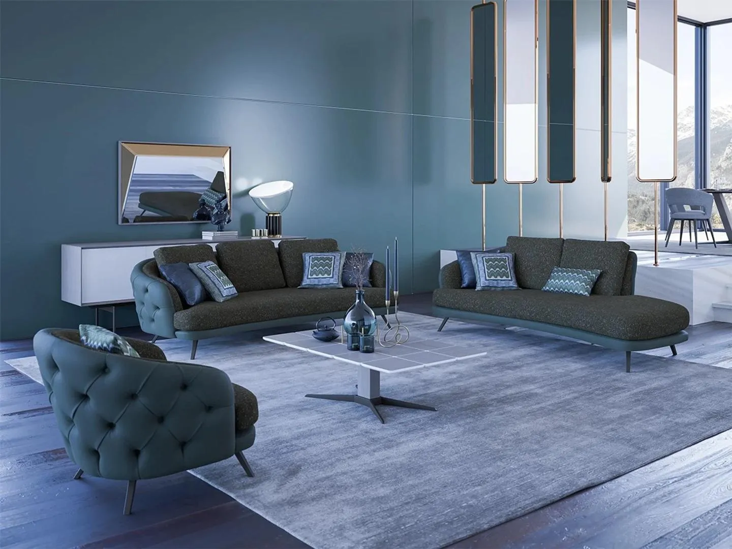 Modern Möbel Chesterfield Polstermöbel Wohnzimmer Sofagarnitur 4tlg