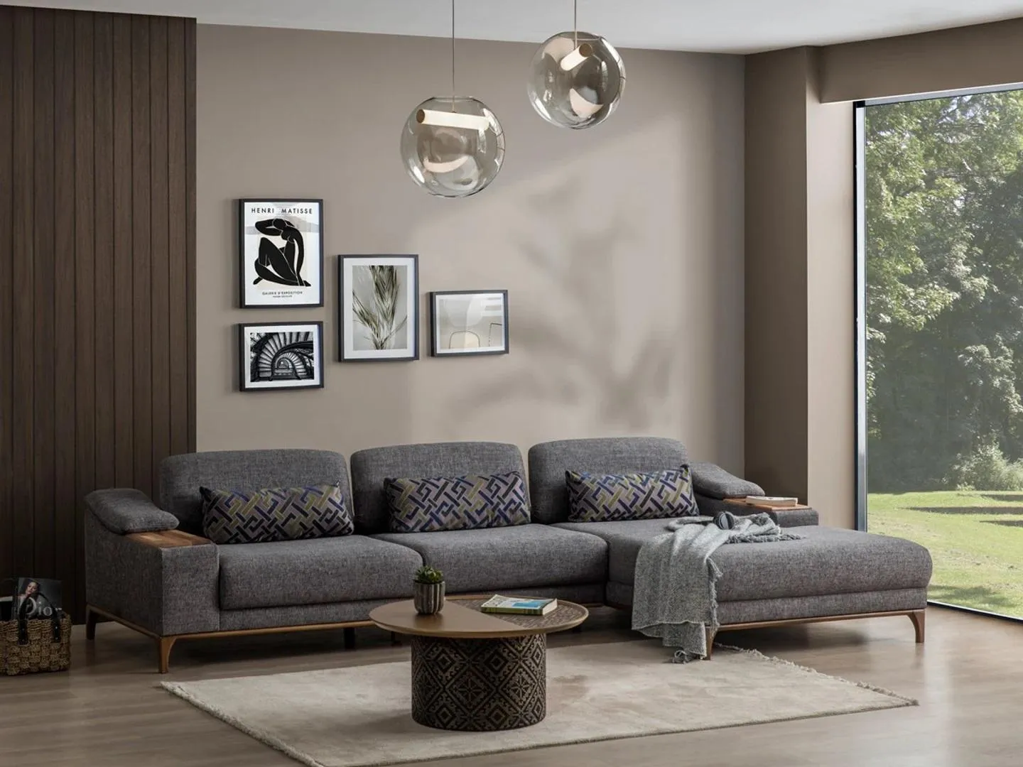 Wohnzimmer Luxus Grau Ecksofa L Form Polstermöbel Textil Garnitur
