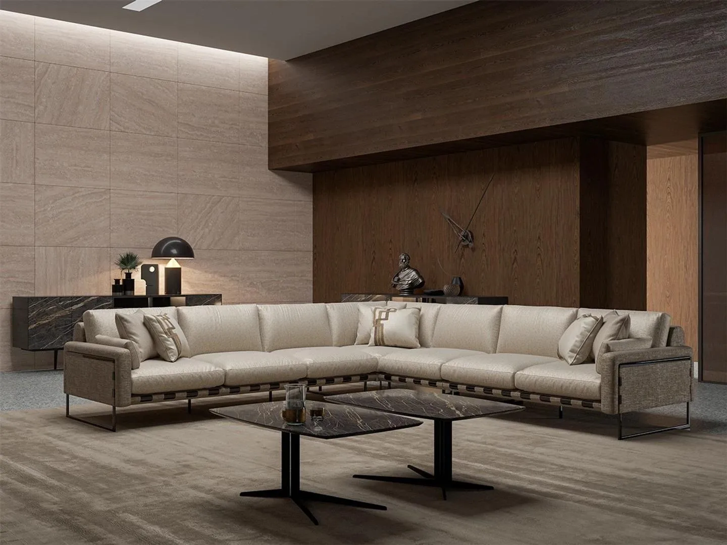 Luxus Ecksofa Couch Wohnzimmer Sofa L Form Garnitur 2x Couchtisch
