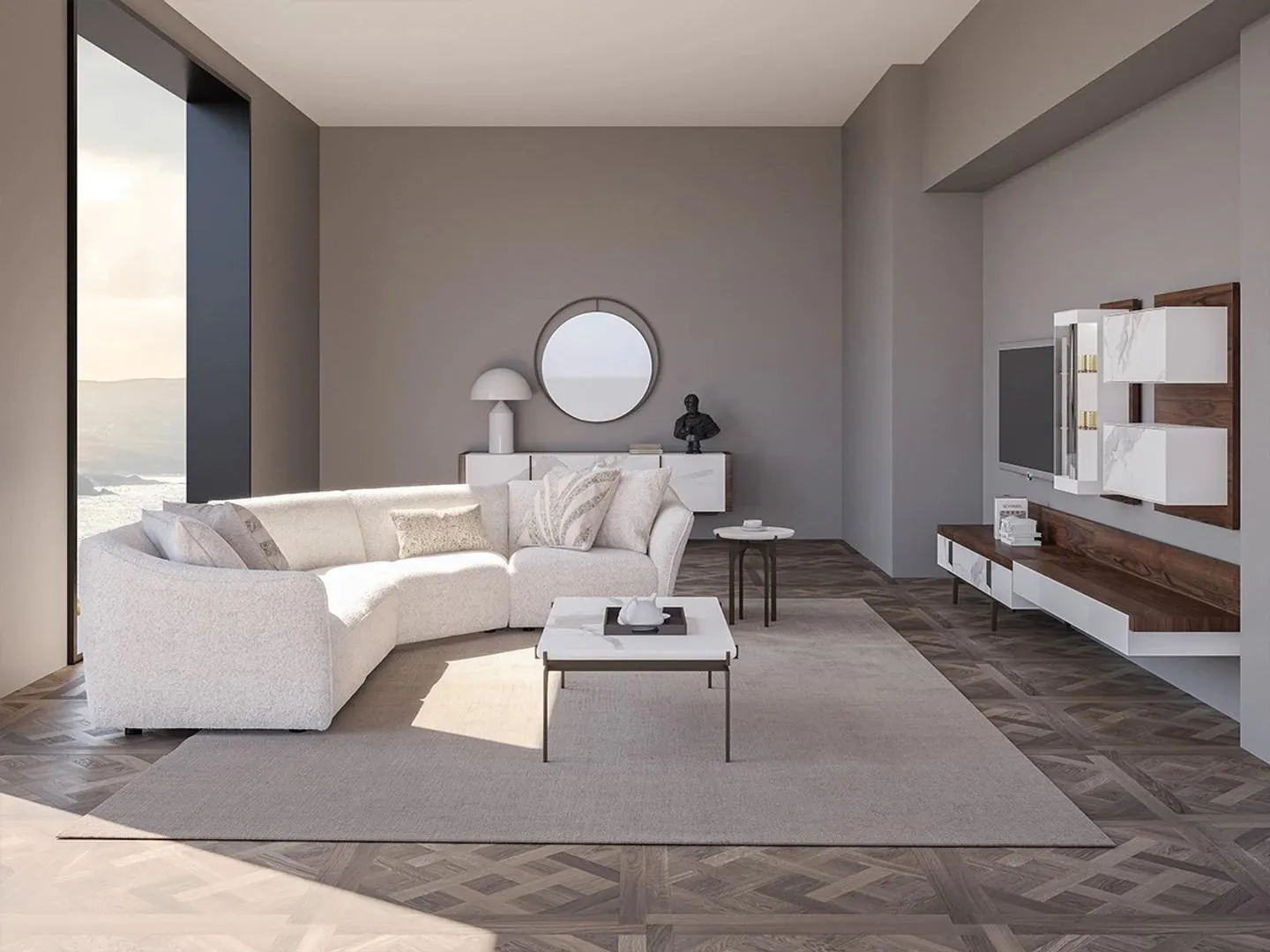 Luxus Garnitur Ecksofa L-Form Wohnzimmer Couchtisch Beistelltisch