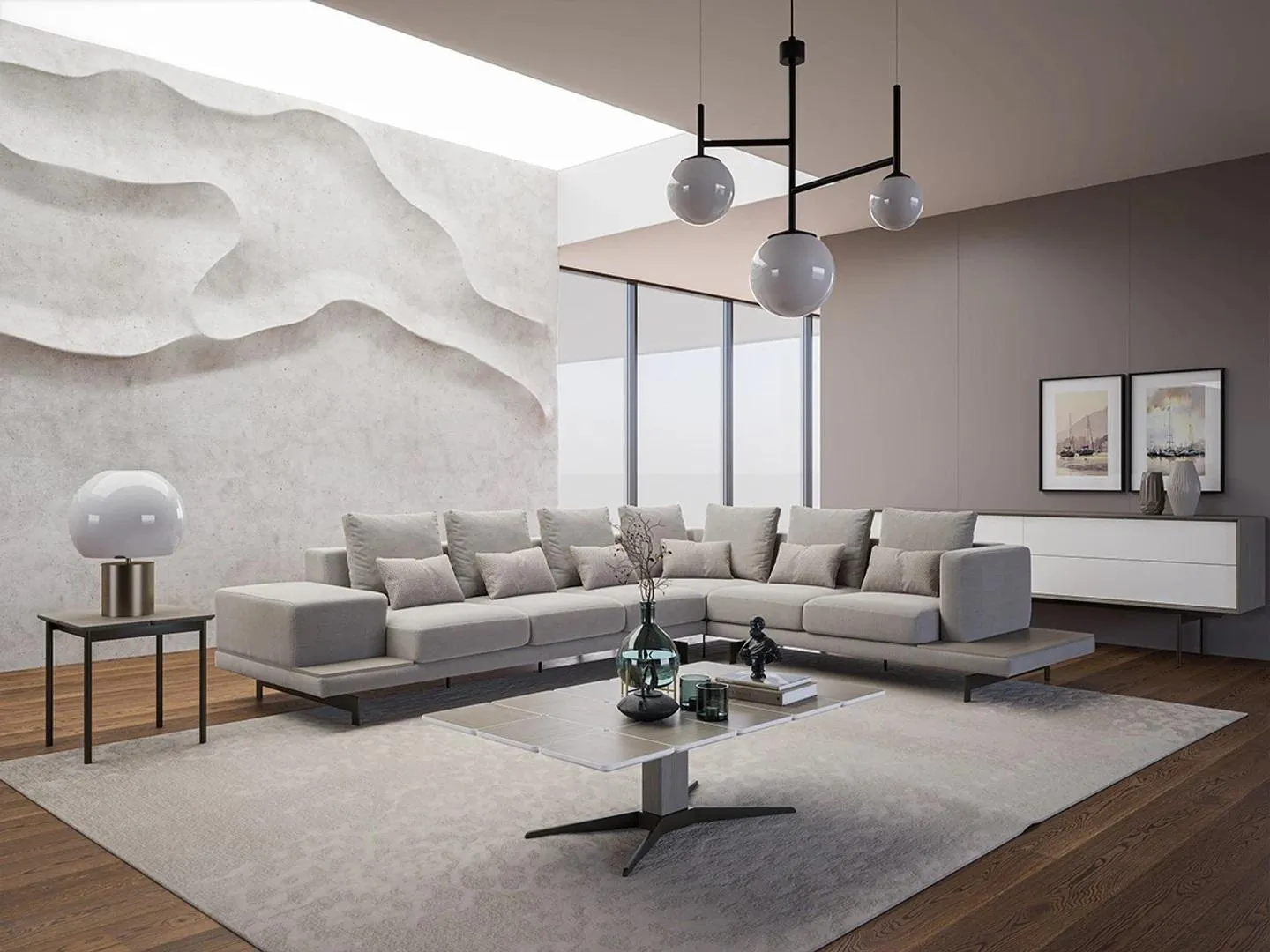 Polstermöbel Grau Sofa Couch L-Form Ecksofa Wohnzimmer Couchtisch