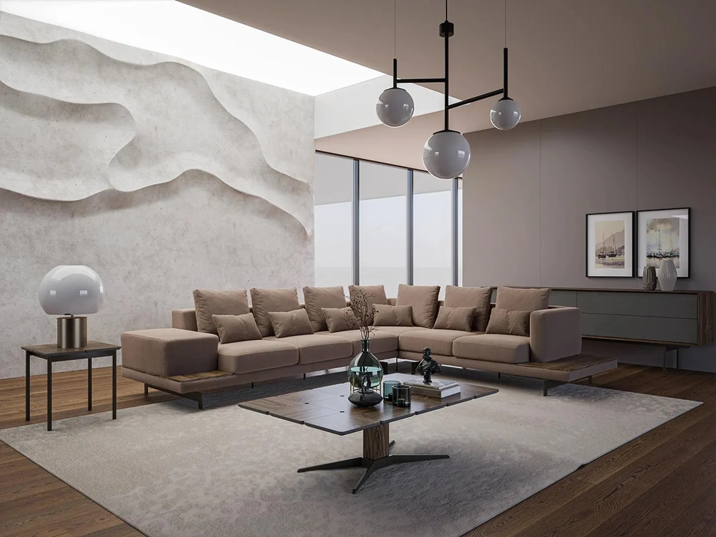 Wohnzimmer Ecksofa L-Form Designer Garnitur Einrichtung Couchtisch