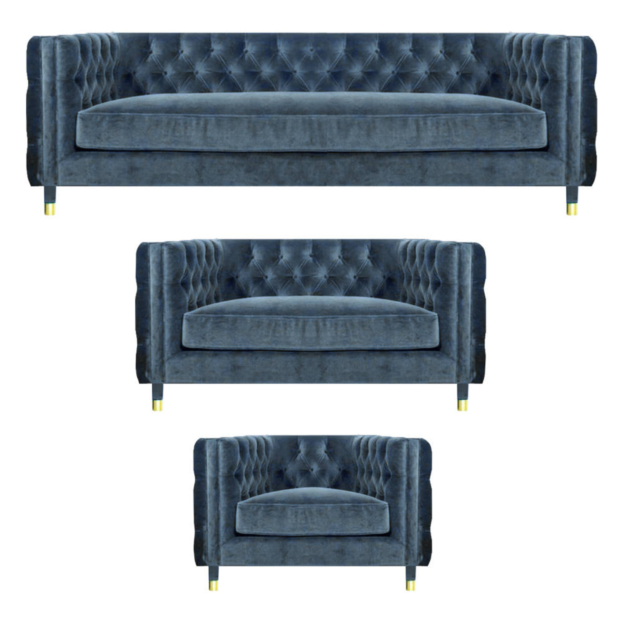 Chestefield Grau Wohnzimmer Komplett 4+2+1 Sofas Set 3tlg Polstermöbel