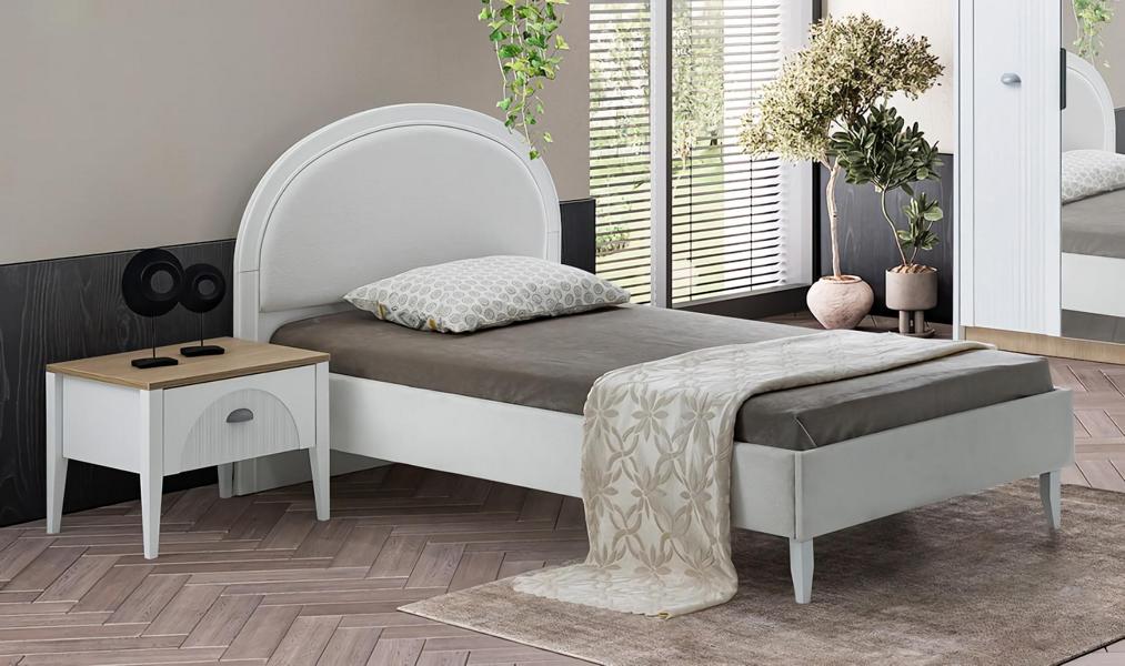 Einzelbett Modern Nachttisch Stilvolles Design Komfortables Schlafen Möbel