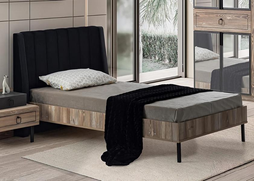 Modernes Bett Holzrahmen Gepolstertes Kopfteil Stilvolles Design Kinderzimmer