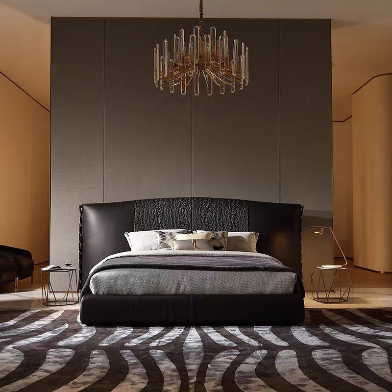 Designerbett Schwarz Modernes Polsterbett Luxus Schlafen Exklusives Design Stil