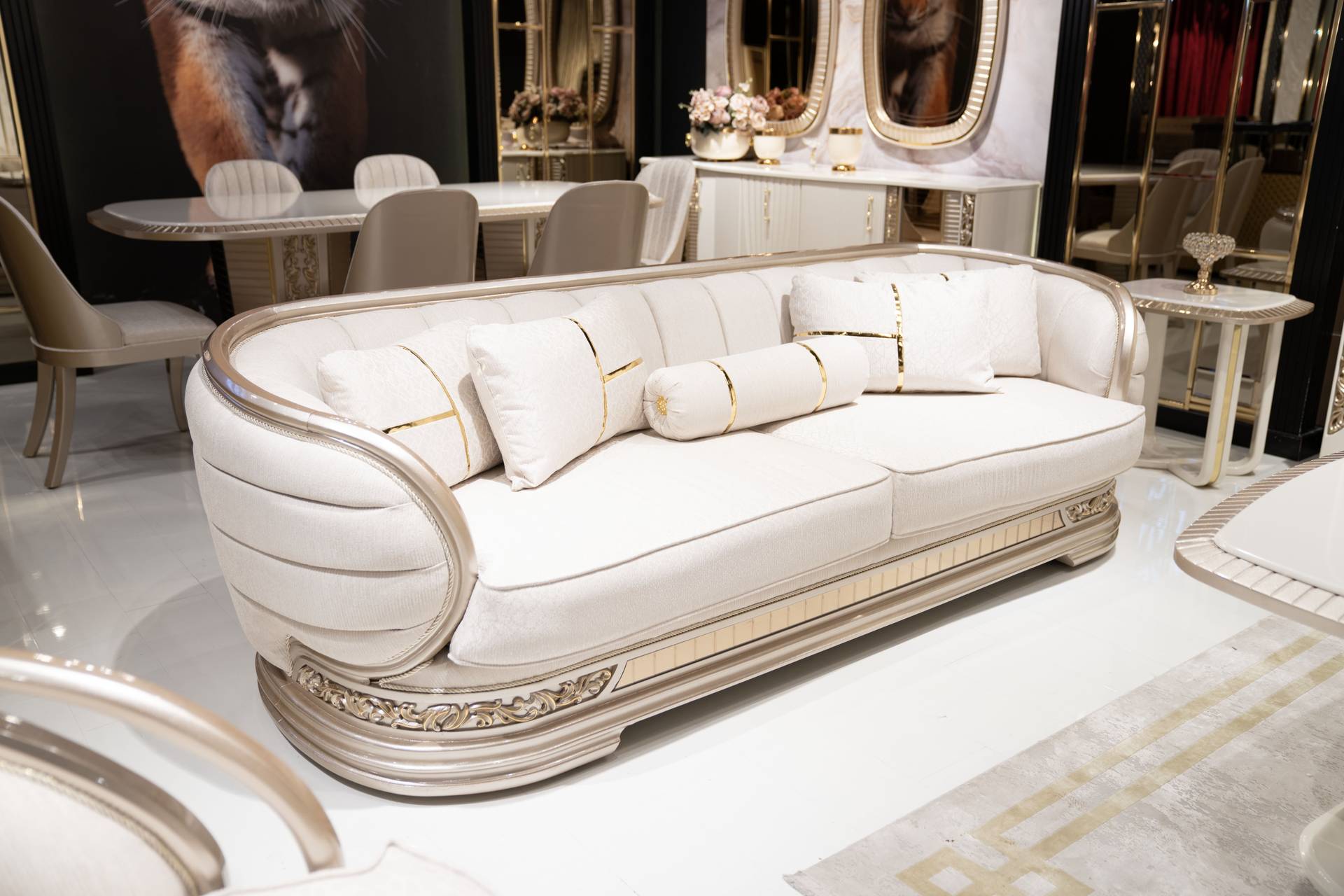 Modernes beiges Stoffsofa für Wohnzimmer